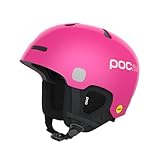 POC POCito Auric Cut MIPS - Sicherer Ski- und Snowboardhelm für Kinder mit LED Panel, Fluorescent Pink, M-L (55-58cm)