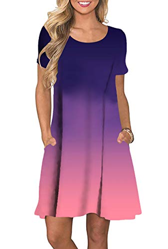 Yming Damen Lockeres Kleid - Attraktives Sommerkleid mit praktischen Taschen