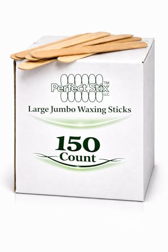 Perfect Stix Jumbo Waxing Sticks for Hair Removal Wooden 6 Inches Body and Face 150 Count