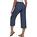 AKTCVVJ Capris Pants for Women Drawstring Waist Cotton Linen Capri Pants Casual Loose Fit Capris Summer Vacation Pant Navy