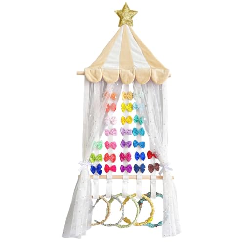 Qumiuu Organizador de diadema de pared, colgador de pared para lazos para el cabello,Percha para diadema con lazos para el pelo de gran capacidad - Soporte multiusos para lazos para el pelo, adorno de