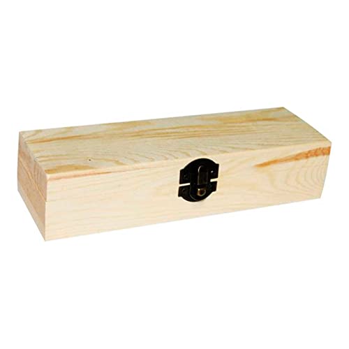 Acan Tradineur - Caja Madera Rectangular con visagras y Cierre metálico 21 x 7 x 4 cm, cajita, Cofre con Tapa para Decorar y Guardar Objetos de Valor, Joyas, coleccionables