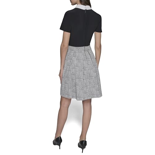 KARL LAGERFELD Women's Contrast Collared Two Tone T Shirt Dress4