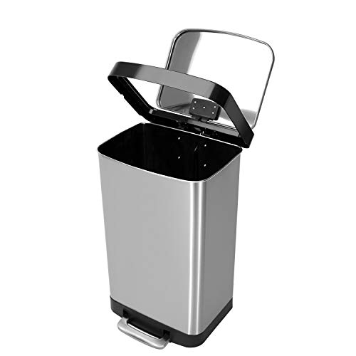 Caneca de basura rectangular de acero inoxidable 14.5 gal miniatura 3