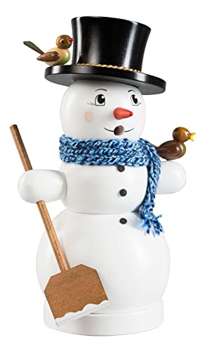 Richard Glässer Seiffen Räuchermann Schneemann mit Schaufel, 26 cm...