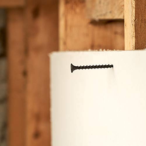 Qualihome #6 Coarse Thread Sharp Point Drywall Screw With Phillips Drive #2 Bugle Head, 1 Lb/Pound, Black, Ideal Screw For Drywall Sheetrock, Wood And More, 1 Inch, 325 Pack #TOP4