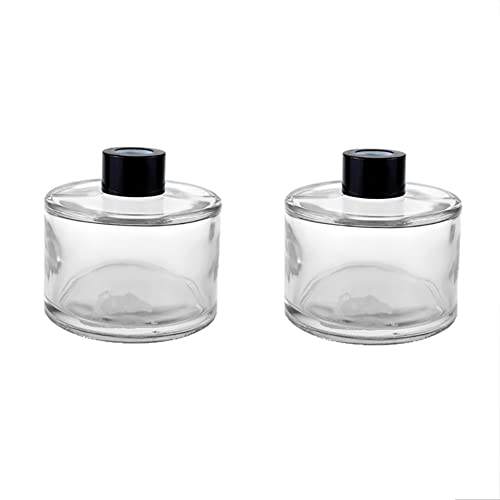 JIHUOO 2 Pcs 50 ml Clear Glass Diffuser Bottles Empty Fragrance Diffuser Jars Scented Oil Diffuser Aromatherapy Diffuser