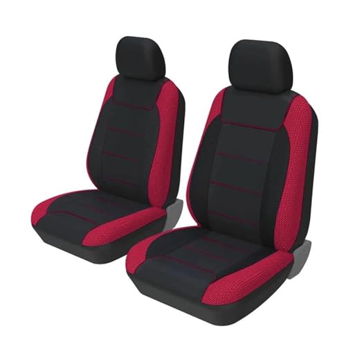 Housses siège avant et arrière auto universelles rouges en polyester respirant - Set de 4 pièces