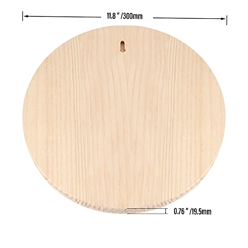 MUKLEI 4 Pack 12 Inch Round Wood Plaque, 3/4 Inch Thick Unfinished Wooden Circle Plaque Wooden Base for Craft Projects, Painting, Woodcarving, DIY Sign