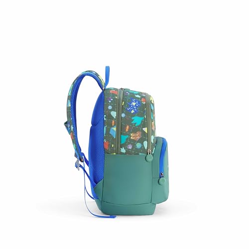Image of American Tourister Wiggle | 26 Ltrs | 2 Compartments | Bottle Pocket | Ergonomic Padded Back Panel & Shoulder Straps | Kids Backpack | 1 Year International Warranty | Adventure Green