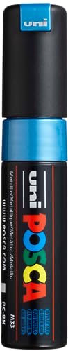 Marqueur POSCA PC8K bleu métal pointe large biseautée 8mm pour street art