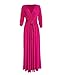 Sexyshine Women's Deep V Neck Long Sleeve Wrapped Maxi Dress High Waist Pleated Belted Party Cocktail Long Dress(25364RO,L) Rose