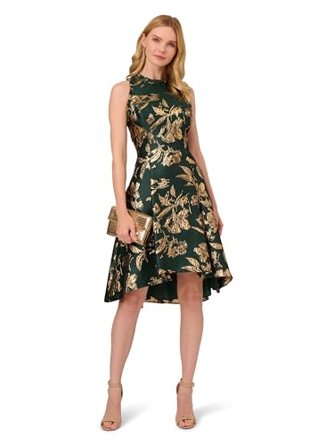 Image of Adrianna Papell Printed Jacquard High-Low Hem Party Dress