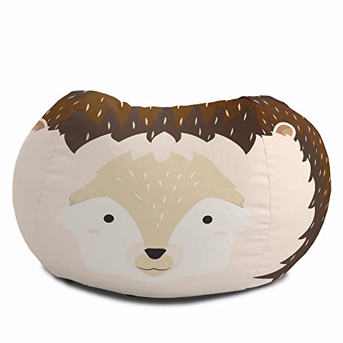 rucomfy Beanbags Kids Animal Printed Bean Bag Chair. Pre Filled Safe Toddler Bedroom Seat Comfy Children Playroom Furniture Decor. Machine Washable (Hedgehog, Medium, Beanbag Only)