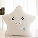 Coussin Lumineuses LED étoiles Oreiller Peluche Coussin Multicolore Doux et Confortable Enfants Jouets Cadeau Fille d'anniversaire Noël fête (Blanc)