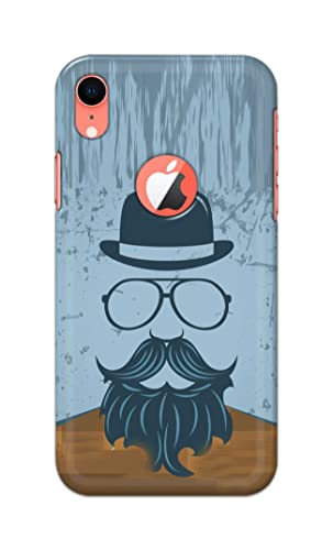 Image of PRINTFIDAA Mustache Beard and Hairstyle Hipster in Glasses Printed Designer Hard Case for Apple iPhone XR Logo (6.1 inch), A2105, A1984, A2107, A2108 Back Cover -(e) RPM1002