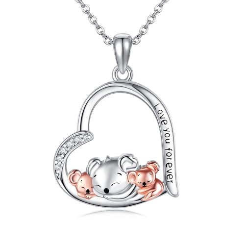 JERWLI Koala Collana S925 in argento Sterling con ciondolo a forma di koala, per donne, ragazze, mamma, regalo, Gemma zircone JERWLI Koala Collana S925 in argento Sterling con ciondolo a forma di koala, per donne, ragazze, mamma, regalo, Gemma zircone