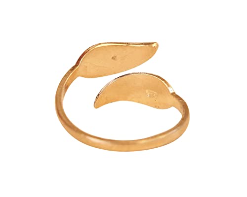 14K Yellow Gold Plated Over 925 Sterling Silver Wrap Leaf Toe Ring/Knuckle Ring - Small Adjustable Dainty Ring Handmade By Miya Jewelry Creations #TOP3