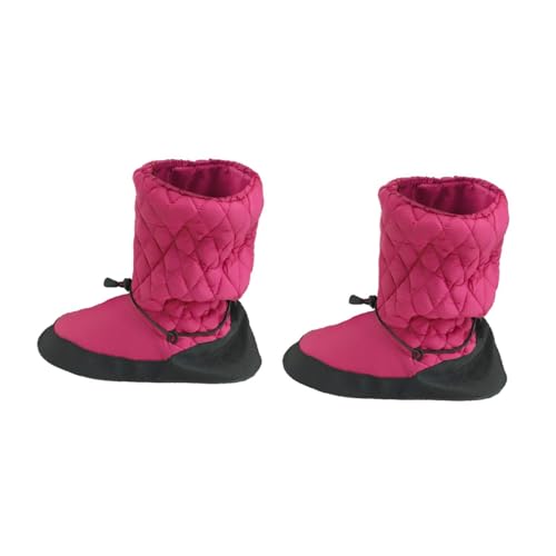 Yiju Warm up Booties,Warm Winter Comfortable Dance Boot Shoes,Ballet Slippers for Road,Stage Performance,Practice,Training,Girls, Rose Red L