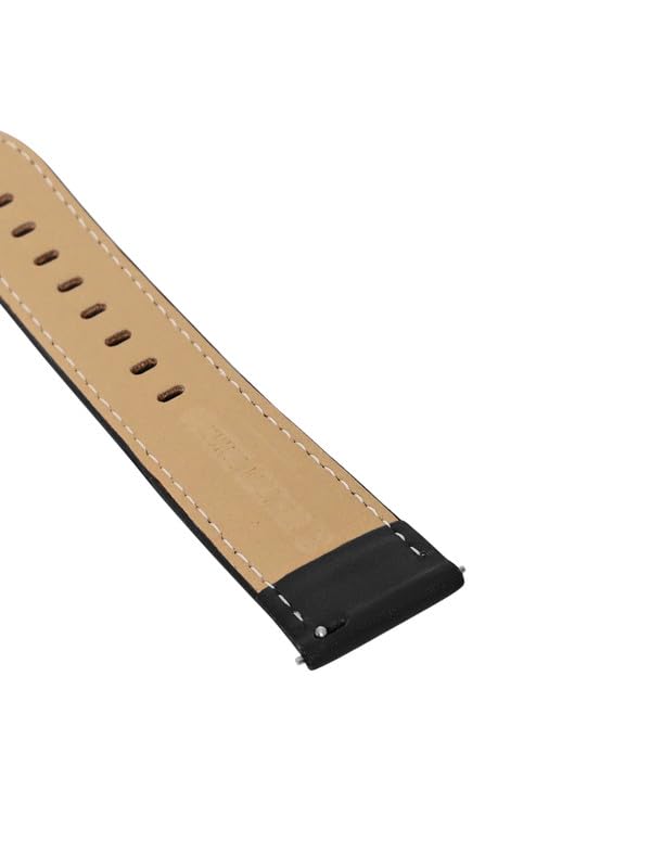 BIG SHOT Genuine Leather Watch Band Strap with Stainless Steel Buckle for Men and Women, Replacement Watch Straps, Leather Watch Strap 22mm (Black) 2