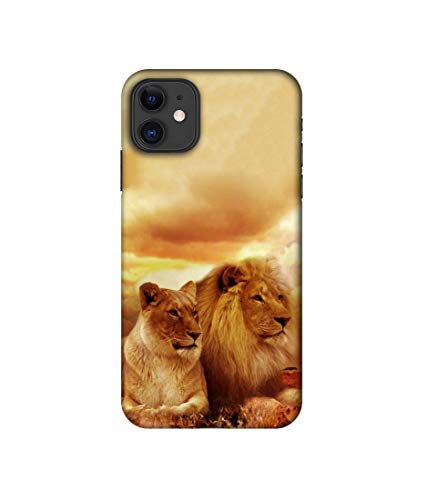 Image of Amazon Brand - Solimo Designer Lion with Lioness 3D Printed Hard Back Case Mobile Cover for Apple iPhone 11