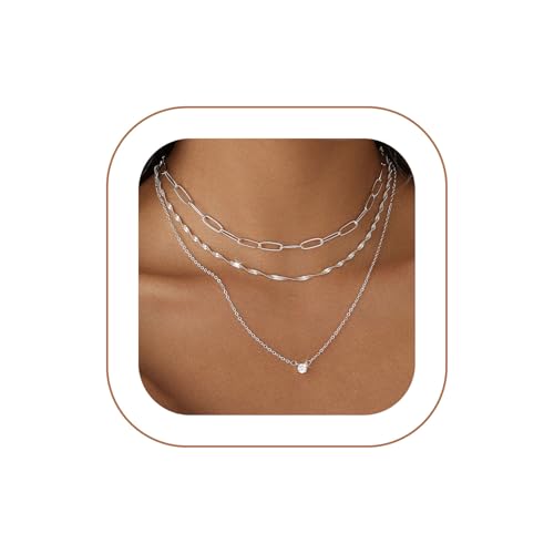 Collier en or superposé haut de gamme plaqué 14 carats et zirconium