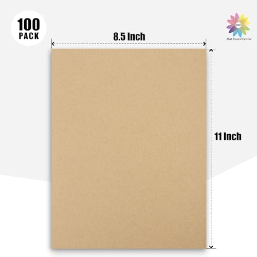 Image of MBC Mat Board Center, 100-Pack Corrugated Cardboard Sheets 8.5x11 Inches Flat Card Board Inserts Layer Pads for Mailing, Packing, Shipping, Frame Backing & DIY Crafts (Kraft Brown)