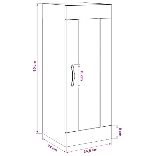 Armario de pared roble Artisan de madera 34.5cm con puerta reversible para salón 3