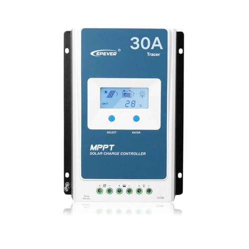 EPEVER MPPT Controlador de carga 30A, Max PV 100V 12V/390W, 24V/780W, aterramento negativo, visor LCD funciona para chumbo-ácido selado/gel (AGM)/inundado e carregamento de bateria de lítio (MPPT 30A)
