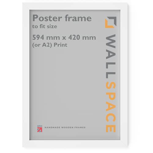 Wall Space A2 White Frame | 59.4 x 42 cm A2 White Poster Frame | Large Wooden Picture Frames to fit A2 Poster - 594 x 420mm White Poster Frame | Solid Wood | A2 Frame White | White A2 Frame 594x420 mm