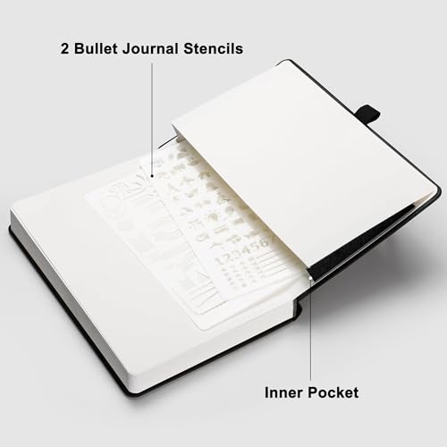 Image of RETTACY Blank Journal Notebook, 192 Pages, A5 Medium Size (5.7'' x 8.3'') | Leather Hardcover, 100 GSM Thick Paper, for Sketching, Drawing, Painting (Black)