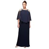 Alex Evenings womens Plus-size Cold Shoulder Popover Special Occasion Dress, Navy, 22 Plus