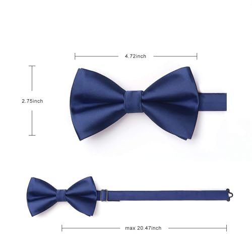 Image of HISDERN Bow Ties for Men Solid Color Pre-Tie Bow Tie and Pocket Square Set Classic Formal Tuxedo Bowties for Wedding Party