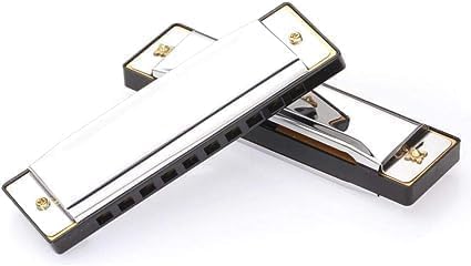 Silver 10 Holes 20 Tones Diatonic Harmonica Key of C with Blue Case,Rock w Case Stainless Steel Diatonic Harmonica - Image 2