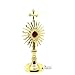 24 Carat Gold-Plated Catholic Reliquary Monstrance with Radiant Sunburst Design and Cross – Sacred Display Holder for Relics or Eucharistic Devotion - Cross Decor, Monstrance Catholic.
