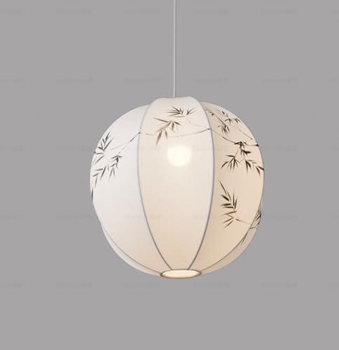 Lámpara colgante de tela E27 estilo francés vintage y japonés para salón comedor 42CM 3