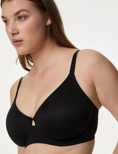 Image of Marks & Spencer Womens Cotton Blend Wired & Non Padded Minimiser Bra Black