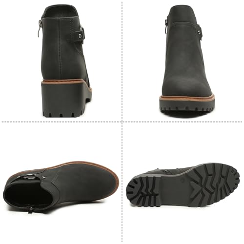 Image of Womens Ankle Boots Chunky Low Heel Short Booties Dress Fall Boots