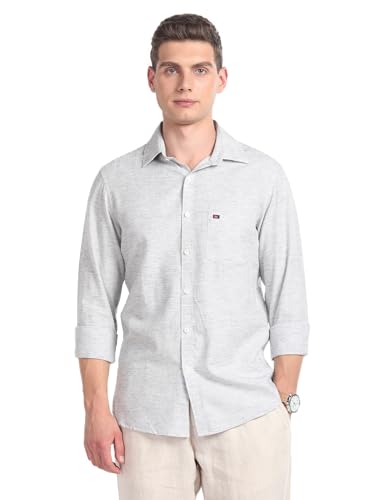 Image of Arvind Modern Slim Fit Heathered Summer Shirt