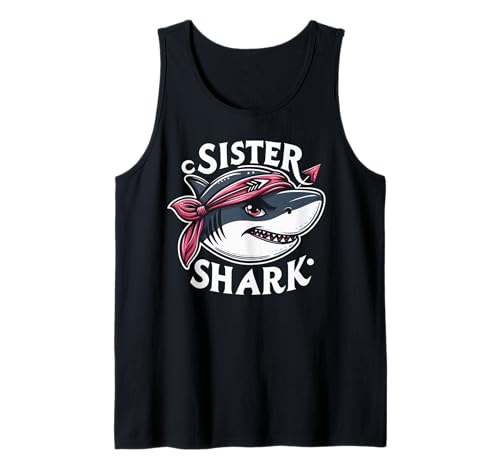 Sister Shark Funny Shark Matching Family for Women Tank Top