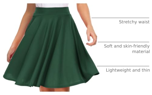 Image of EXCHIC Women's Casual Stretchy Flared Mini Skater Skirt Basic A-Line Pleated Midi Skirt