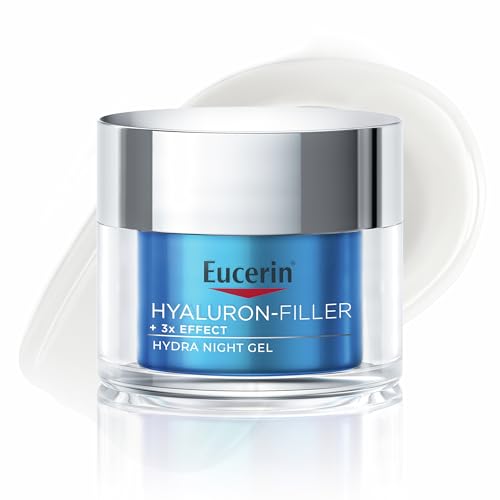 Eucerin Hyaluron-Filler Booster Idratante Notte 50 ml, Crema viso antirughe idratante 72h, Crema viso notte con Acido Ialuronico per una pelle rigenerata al risveglio, Adatta per tutti i tipi di pelle