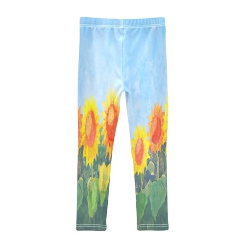 Bolaz Toddler Girls Leggings Printed Yoga Pants Leggings Watercolour Sunflowers for Kids2