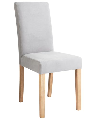 Beliani Lot de 2 Chaises en Tissu Gris Pieds en Bois de Pin Clair Haut Dossier Broadway