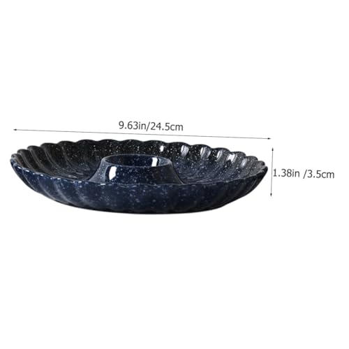 Plato cerámico redondo para sushi con recipiente miniatura 2
