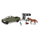 Agriculture 1/32 Green Pickup Truck with Horse Trailer & Figures 47599