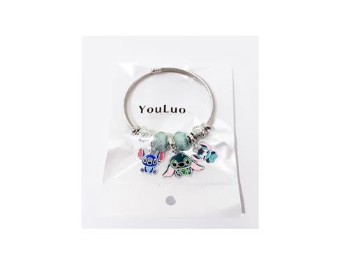 Image of YouLuo Cute Necklace Charm Bracelet Set,Personalized Jewelry Gift for Women | Cute Charm Bracelet, Adjustable Stainless Steel Bracelet, Anime Cartoon Accessories Bracelets for Women Gift and Friendship