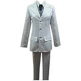 Ynscos Future Diary Akise Aru white Uniform Cosplay Costume Anime Cosplay Outfit blue Uniform Full Set for Adult Men and Women (L, Male)