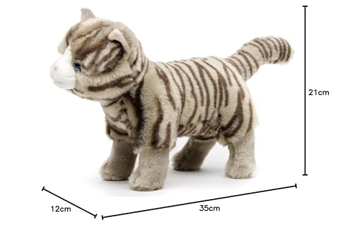 Uni-Toys - Katze grau-getigert, stehend - 35 cm (Länge) - Plüsch-Katze - Plüschtier, Kuscheltier