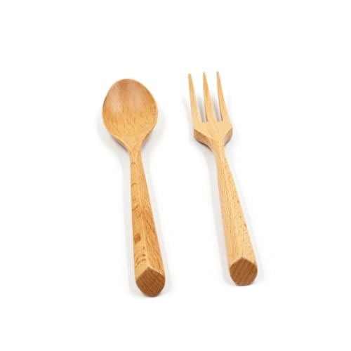 Cabilock Portable Beech Fork Wooden Fork for Western Food Fruit and Cake Smooth Handle Stylish Design for Elegant Dining and Everyday Use